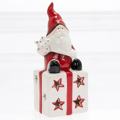 Red Block Santa LED Light Ornament - Christmas