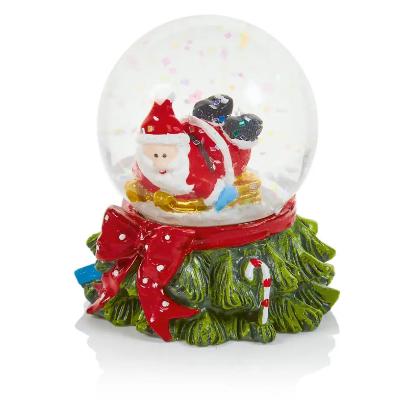 Red Bow Base Santa on Snowglobe 45mm (3 Designs - 1 SENT) -