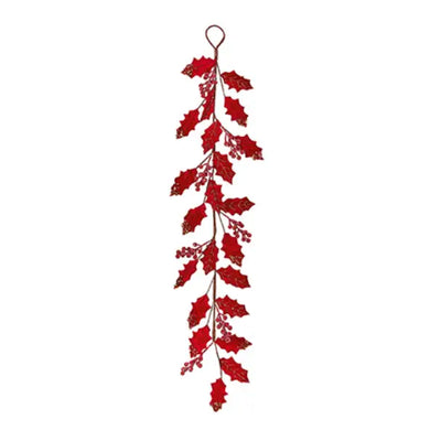 Red Holly Berry Velvet Garland 1.2m - Seasonal >> Christmas