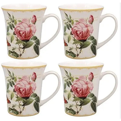 Redoute Rose Mug Set of 4 - Kitchenware >> Mugs