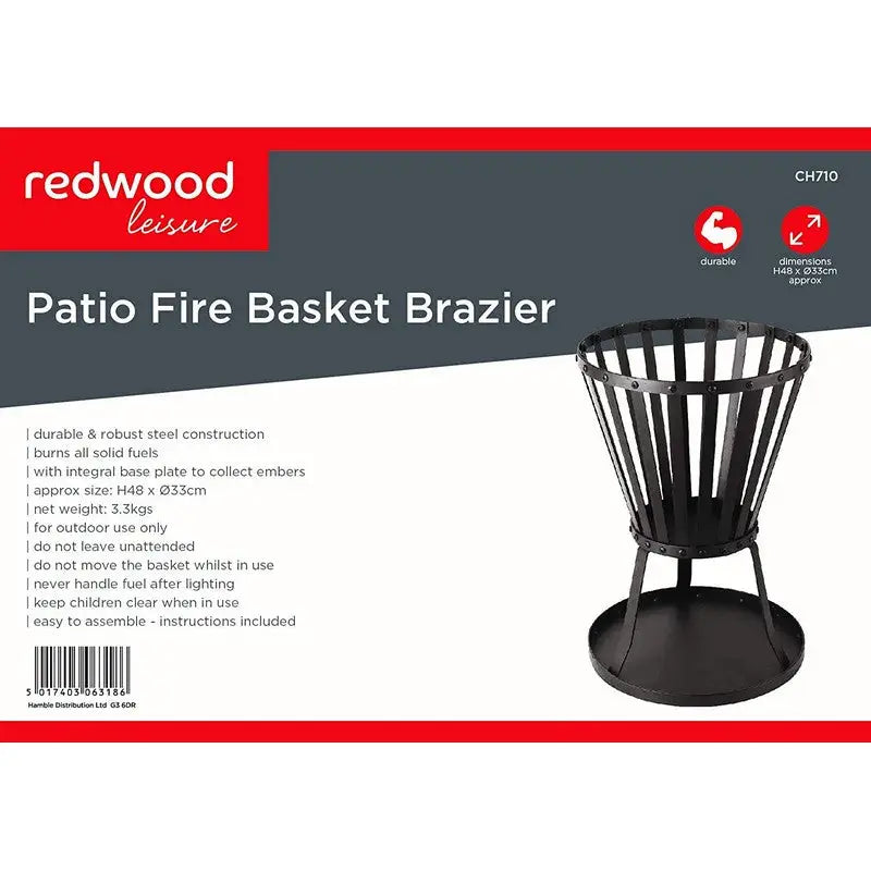 Redwood Leisure Patio Fire Pit Basket Brazier - Outdoor