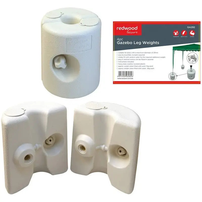 Redwood White Plastic Gazebo Leg Weights - 4 Pack - Canopy &