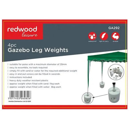 Redwood White Plastic Gazebo Leg Weights - 4 Pack - Canopy &