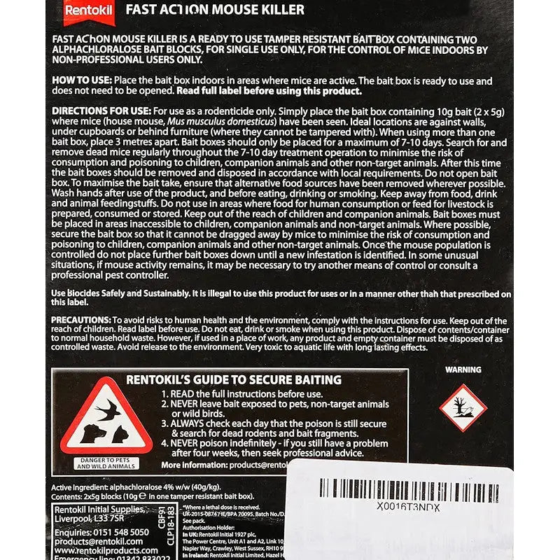 Rentokil Fast Action Mouse Killer Twin Pack - Pest Control