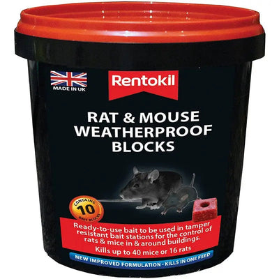Rentokil Mouse & Rat Weatherproof Blocks - 10 Pack - Pest