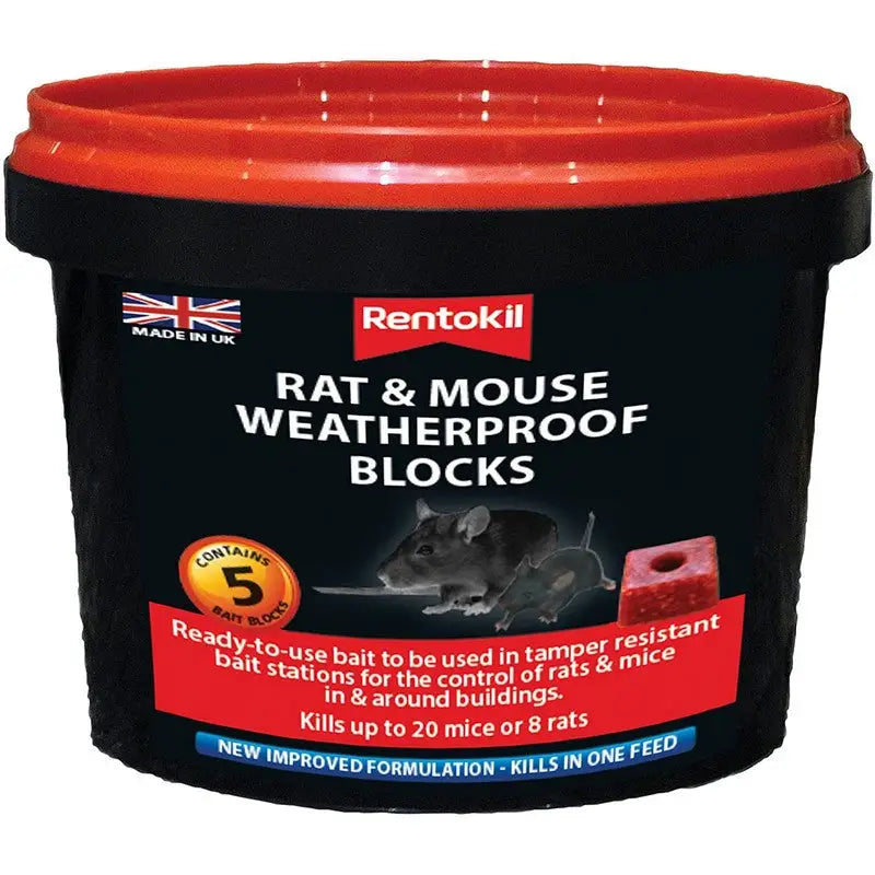 Rentokil Mouse & Rat Weatherproof Blocks - 5 Sachet - Pest