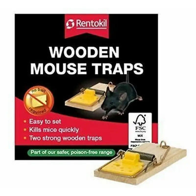 Rentokil Wooden Mouse Traps Twin Pack - Pest Control