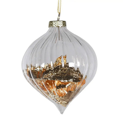 Ribbed Onion With Gold Leaf Bauble 3’’ - Seasonal & Holiday