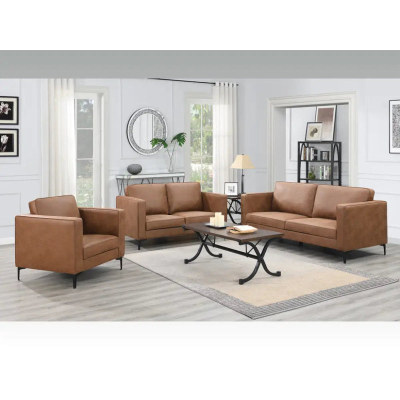 Rivine Soft Fabric Sofa Suite Range - Tan / 3 + 2 Seater -