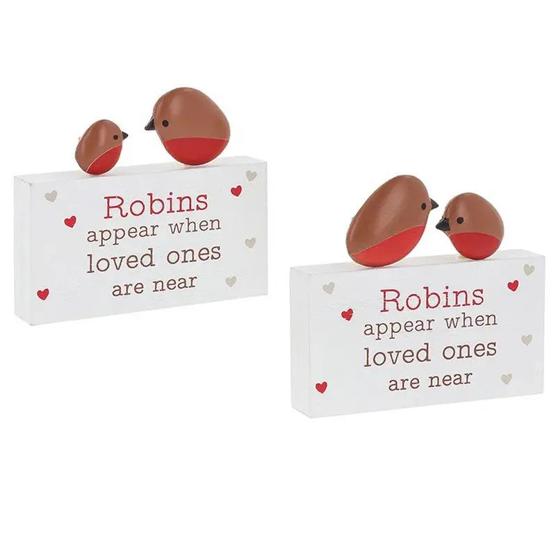 Robins Appear Table Plaque - 9 x 10 x 2 cm - 1 Sent -