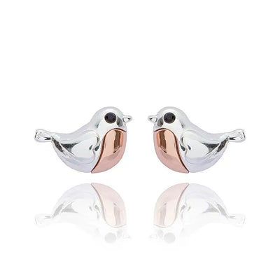 Robins Appearing Silver Plated Stud Earrings - Giftware >>