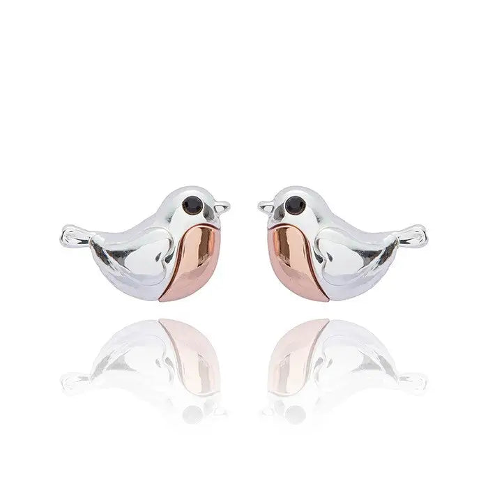 Robins Appearing Silver Plated Stud Earrings - Giftware >>