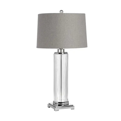 Roma Glass & Chrome Table Lamp Grey Shade 72cm - Lamps