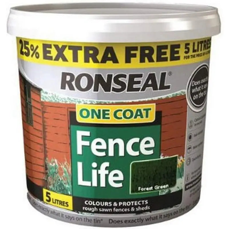 Ronseal One Coat Fence Life - 5 Litre - Forest Green - DIY