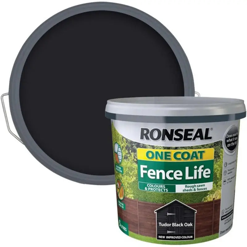 Ronseal One Coat Fence Life - 5 Litre - Tudor Black Oak