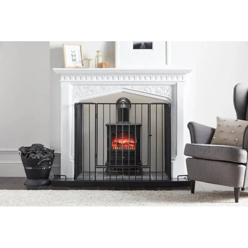 Round Tower Stove Guard With Gate - Black - Fireside