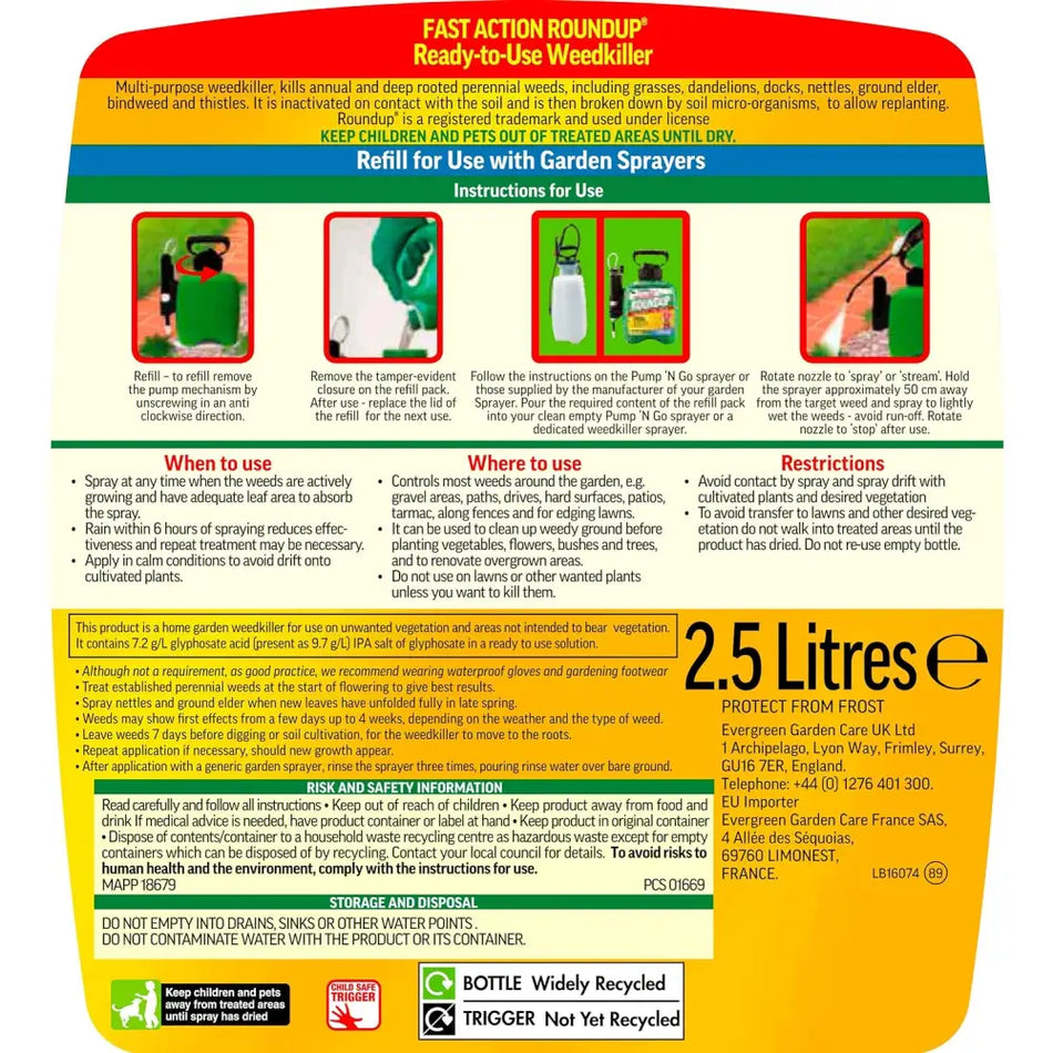 Roundup Fast Acting Pump N Go Refill - Various Sizes