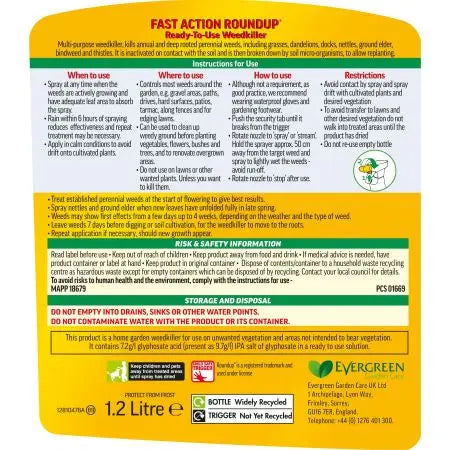 Roundup Total Weedkiller Rtu Spray 1.2L