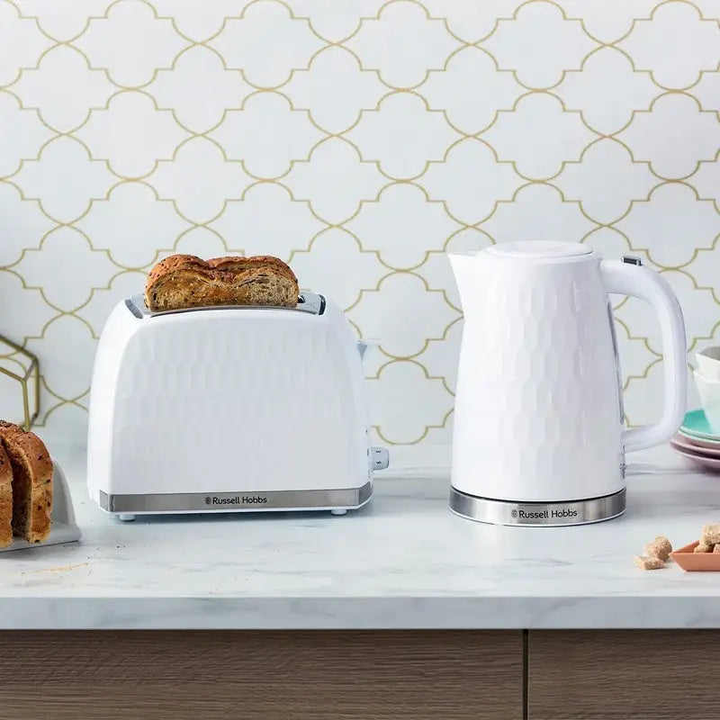 Russell Hobbs Honeycomb Kettle & Toaster Range - White /