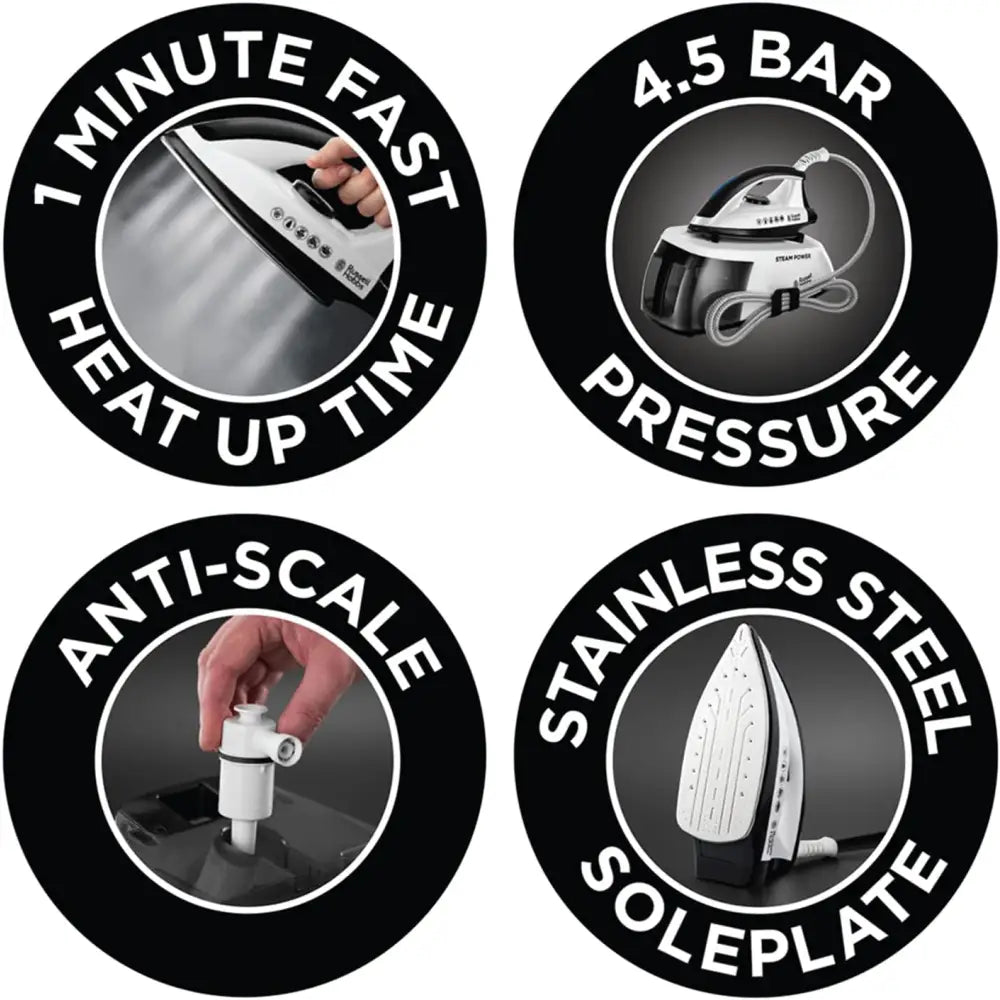 Russell Hobbs Steam Powered Generator Iron - Black - Irons &