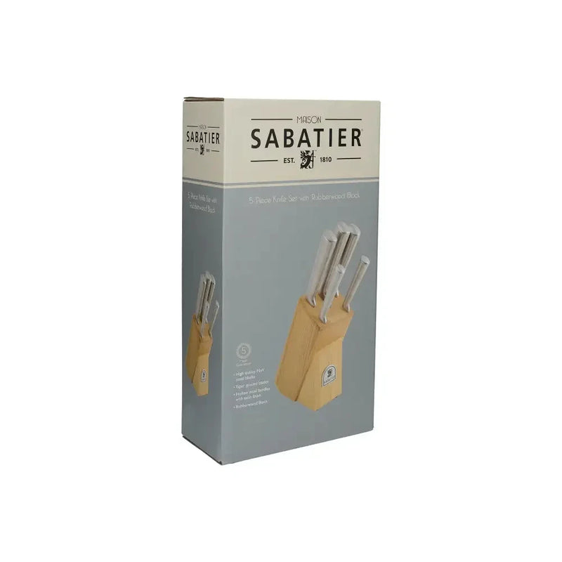Sabatier 5 Piece Wooden Knife Block Set - Kitchenware
