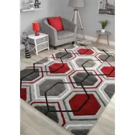 Sahara Runner Rug 66 x 230cm (Various Designs) - Hex Red,