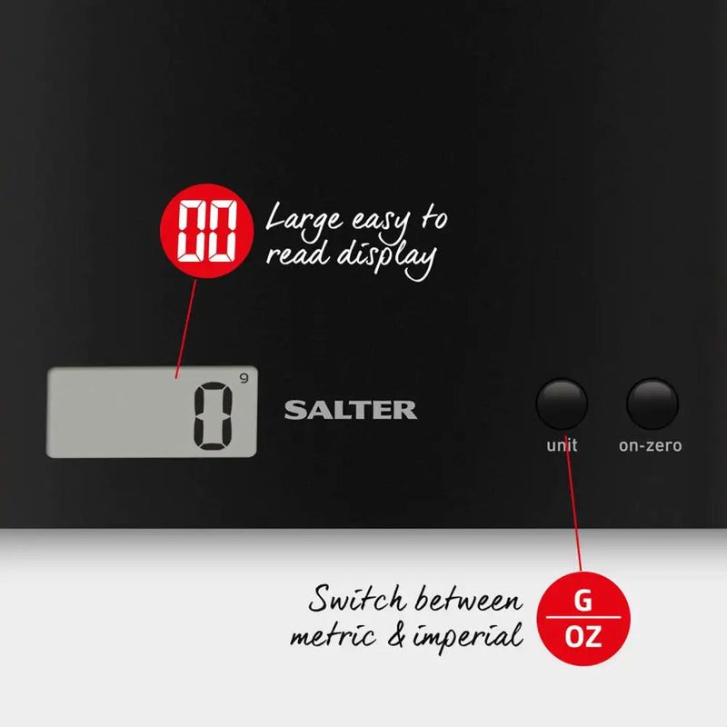 Salter Arc Digital Kitchen Scale Black - Kitchen Scales