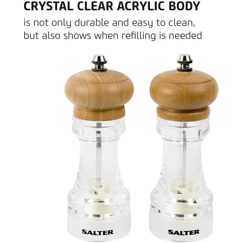 Salter Beech Wood Salt & Pepper Mills 2Pk - Kitchenware