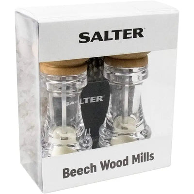 Salter Beech Wood Salt & Pepper Mills 2Pk - Kitchenware