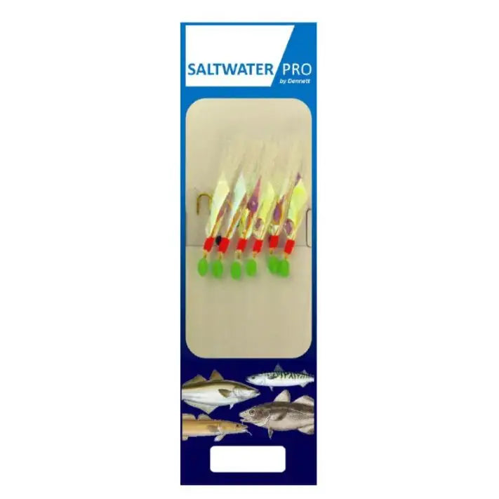 Saltwater Pro by Dennett 6 Hook White Flash-A-Boo (Aurora)