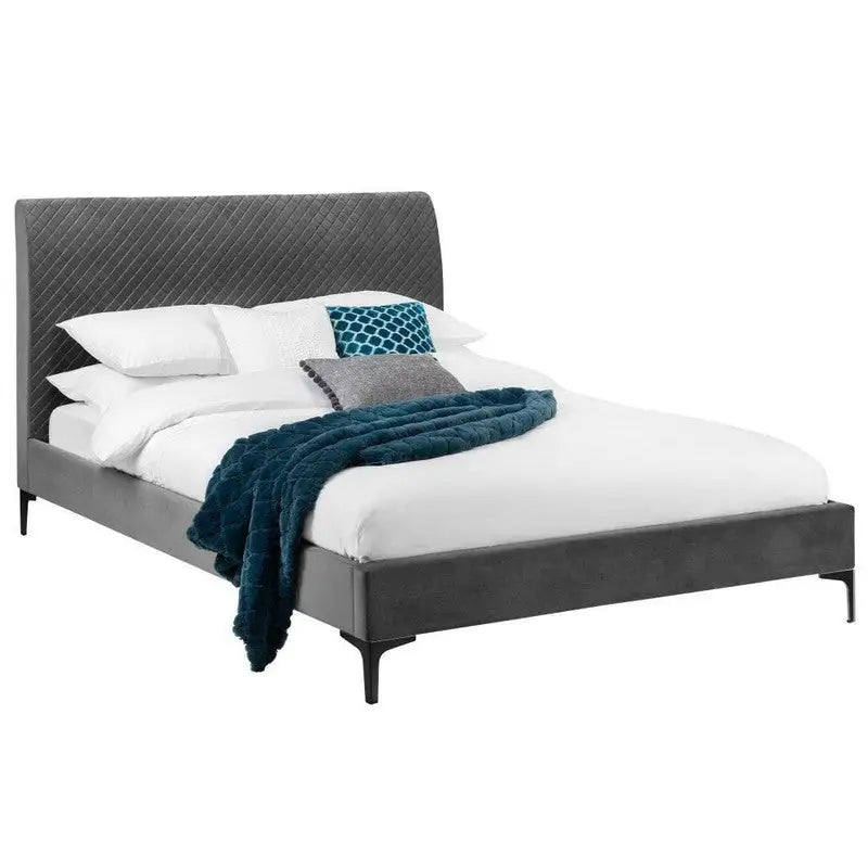Sanderson 6 Foot Superking Low End Bed Frame - Grey Velvet -