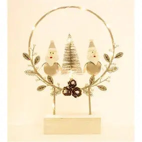 Santa Wreath Scene (Grey) With Lights 19cm - Seasonal >>