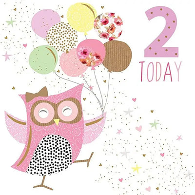 Sara Miller 2 Today Girl Owl Birthday Card - Giftware