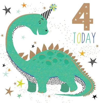 Sara Miller 4 Today Boy Dino Birthday Card - Giftware