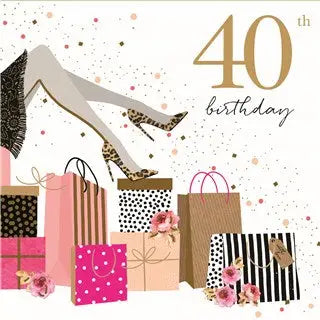 Sara Miller 40th Shop Till You Drop Birthday Card - Giftware