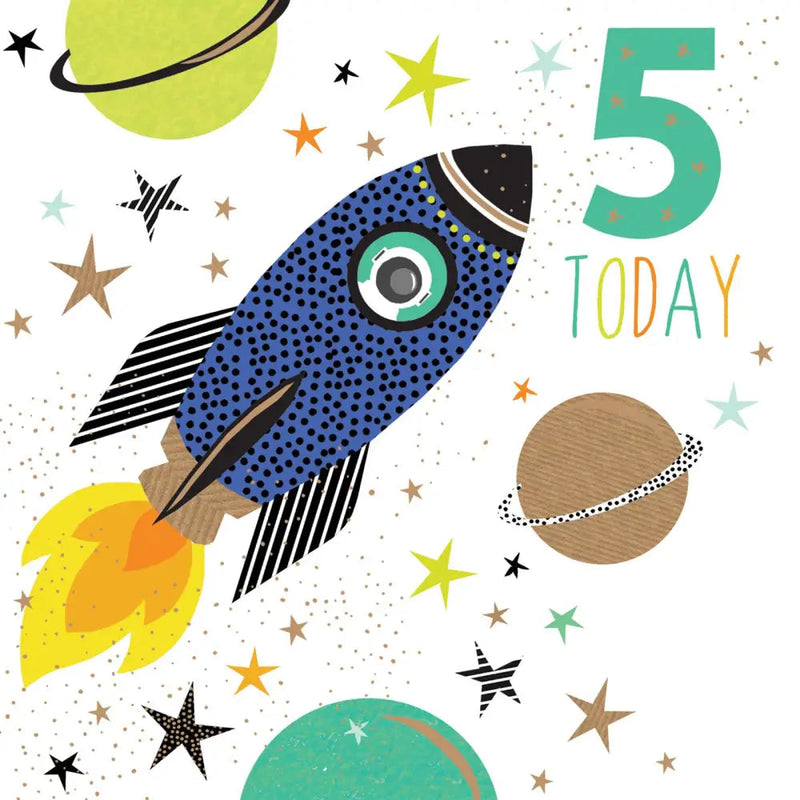 Sara Miller 5 Today Boy Rocket Birthday Card - Giftware