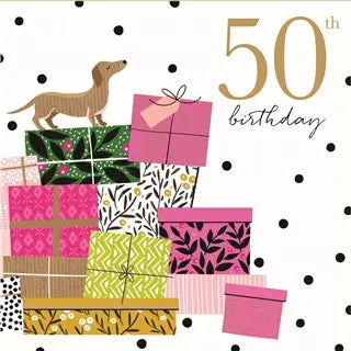 Sara Miller 50th Top Of The Pile Birthday Card - Giftware