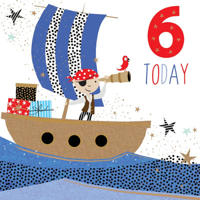 Sara Miller 6 Today Boy Pirate Birthday Card - Giftware