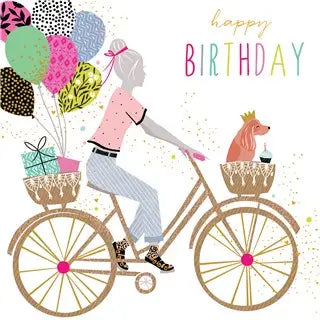 Sara Miller Biking With The Dog Birthday Card - Giftware
