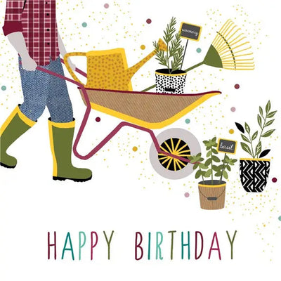 Sara Miller Birthday Gardener Wheelbarrow Card - Giftware