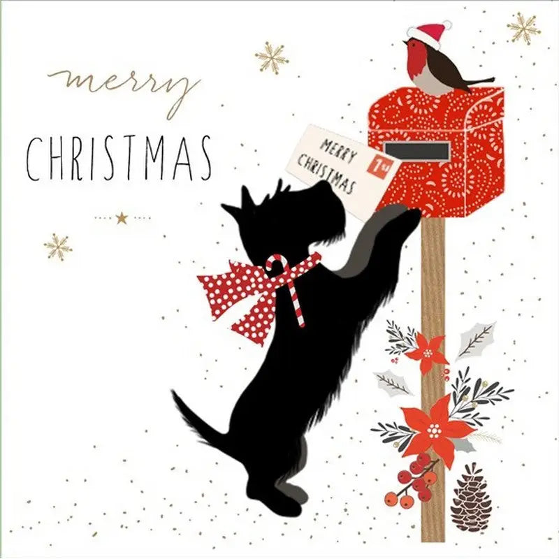 Sara Miller Christmas Scottie And Postbox Card - Giftware