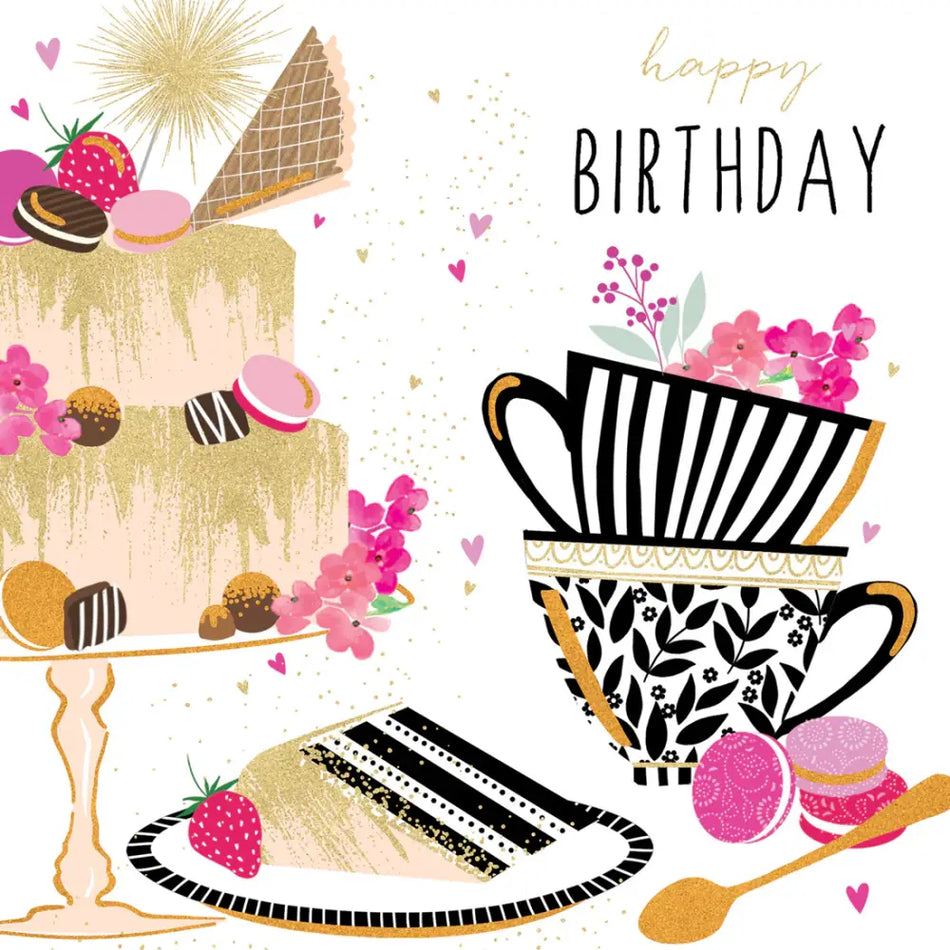 Sara Miller Coffee And Cake Birthday Card - Giftware >>