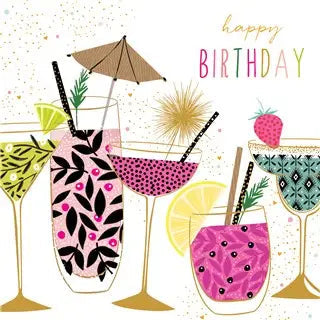 Sara Miller Colourful Drinks Birthday Card - Giftware