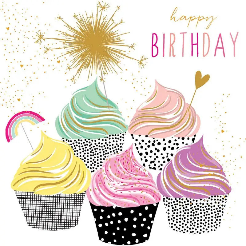 Sara Miller Swirly Cupcakes Card - Cards