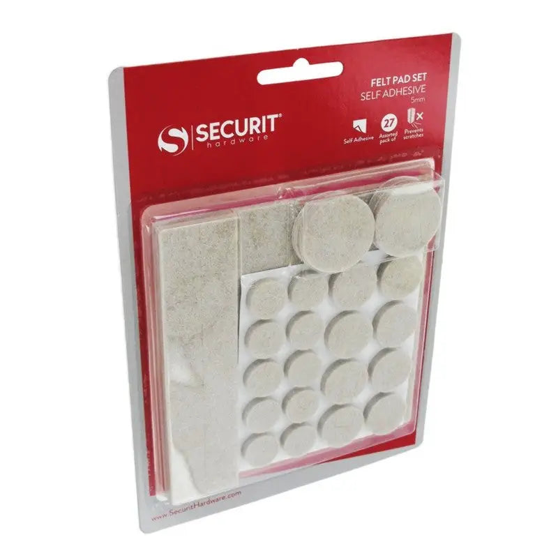 Securit Felt Pads Set 5mm Deep Pack 27 Assorted - Homeware