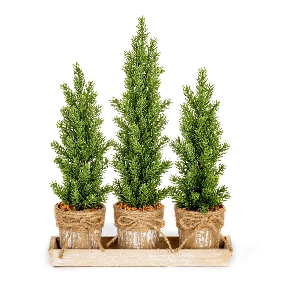 Set of 3 PE Trees on a Hessian Base - Seasonal & Holiday
