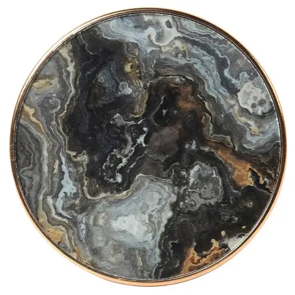 Set Of 4 Black Marble Effect Coasters With Holder -