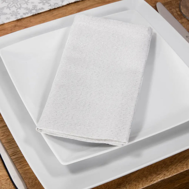 Set of 4 Silver Glittered Lurex Napkins 40x40cm - Christmas