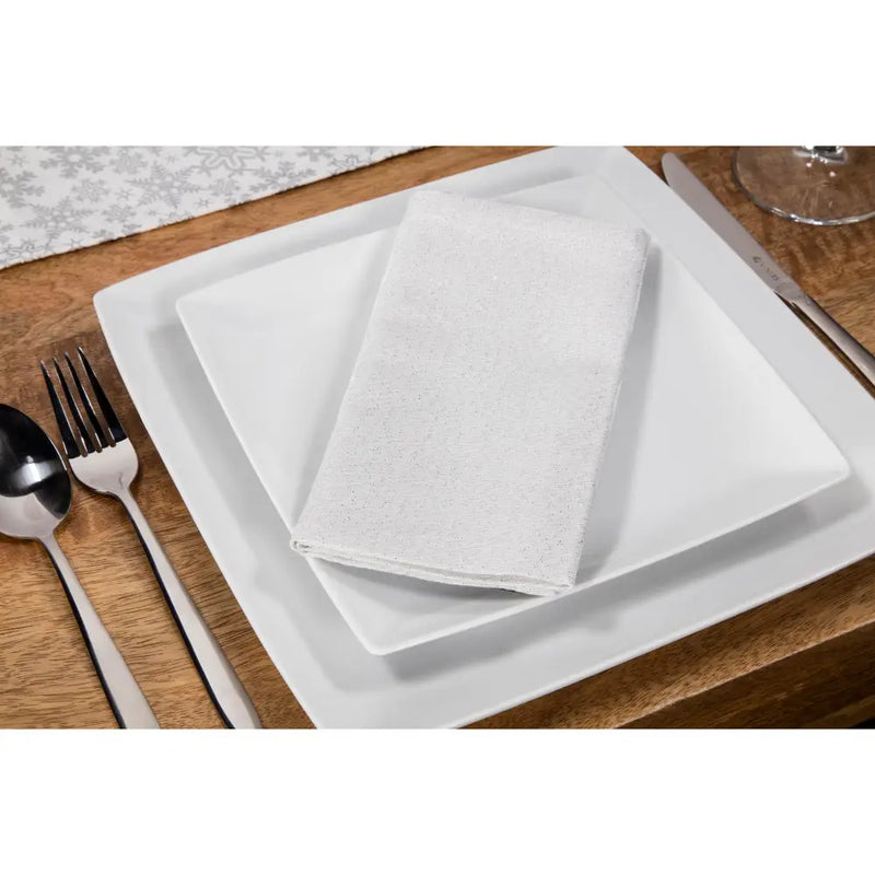 Set of 4 Silver Glittered Lurex Napkins 40x40cm - Christmas