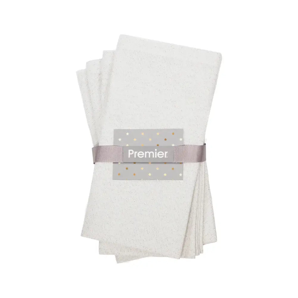 Set of 4 Silver Glittered Lurex Napkins 40x40cm - Christmas